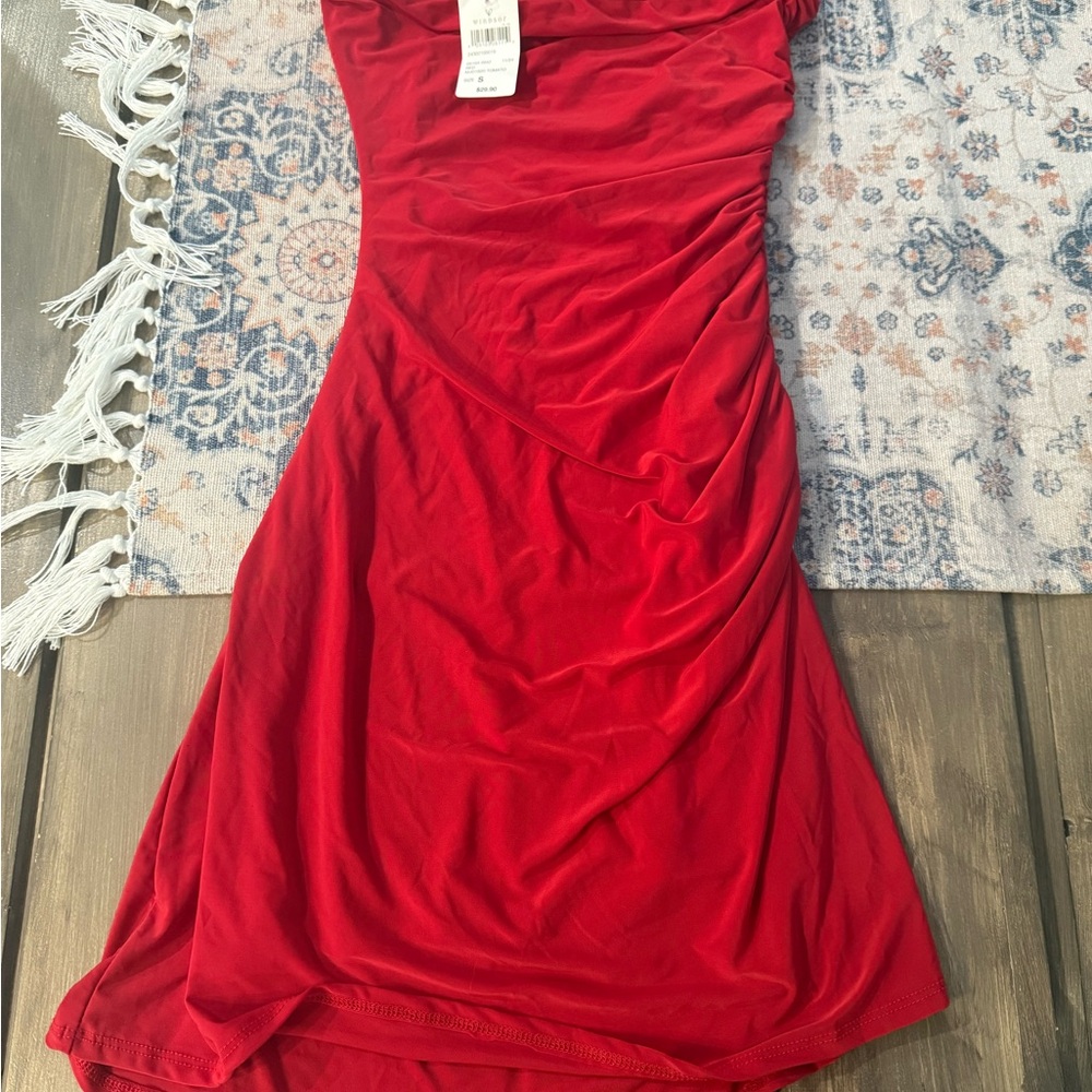 Windsor Red Ruched Bodycon Dress